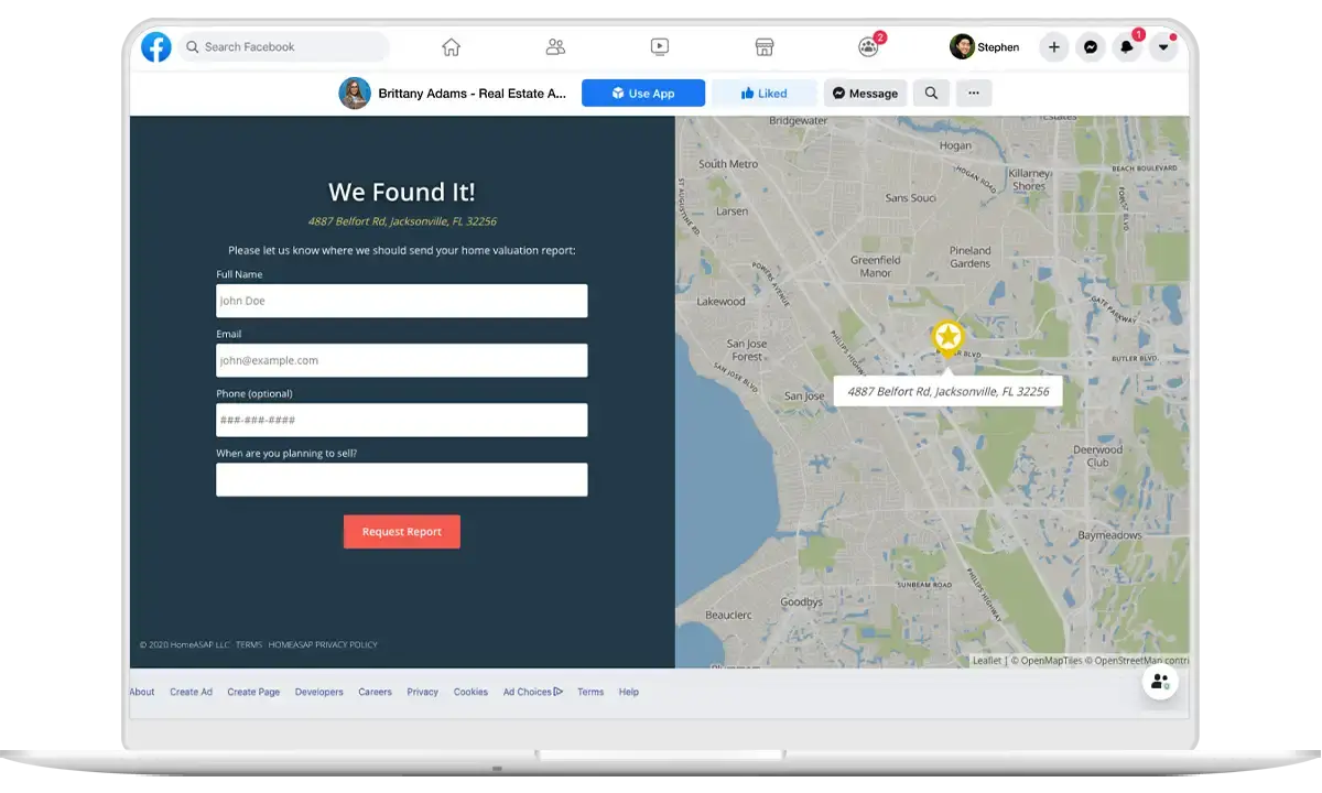 Home Value Landing Page on MacBook