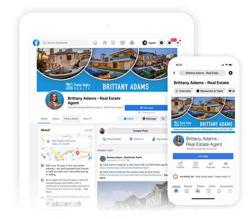Facebook page on mobile